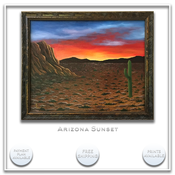 KJsArtStudio.com | ARIZONA SUNSET ~ Original Desert Painting by KJ Burk