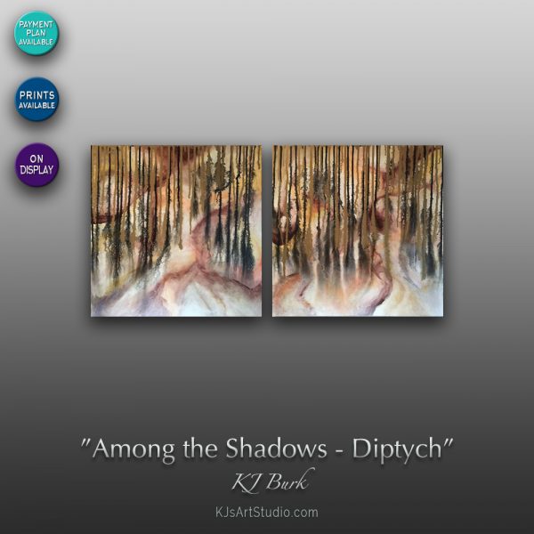 KJsArtStudio.com | AMONG the SHADOWS ~ Original Abstract Diptych Painting by KJ Burk
