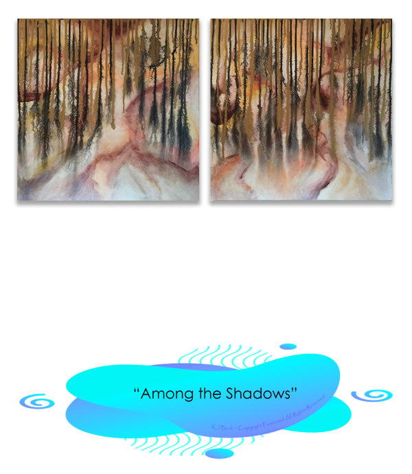 KJsArtStudio.com | AMONG the SHADOWS ~ Original Abstract Diptych Painting by KJ Burk